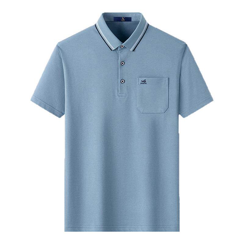 袋鼠棉质短袖POLO衫男士夏季薄款爸爸翻领上衣服商务休闲父亲t恤