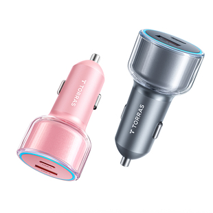 图拉斯车载充电器点烟器超级快充适用苹果汽车车充转换插头一拖二