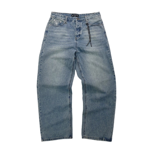 Mastermind暗黑高街水洗直筒阔腿骷髅头刺绣宽松休闲MMJ牛仔裤