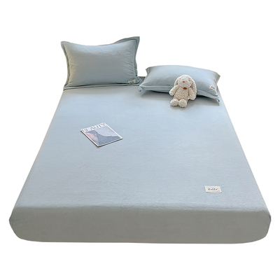 纯色牛奶绒床笠单件冬款加厚保暖