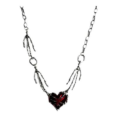 红色夸张设计甜酷爱心锁骨链
