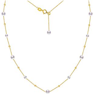 黛米珠宝 眷恋星空 极光淡水小天女满天星珍珠项链 女18K金锁骨链