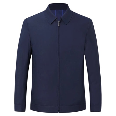 皮尔卡丹春秋中年蚕丝夹克男外套