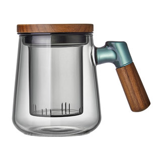 富光茶水分离泡茶杯办公室家用高硼硅玻璃杯带把手水杯男2025新款