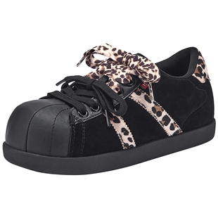 热风百搭德训鞋女鞋2026年春季新款黑色休闲鞋面包鞋子H14W26105