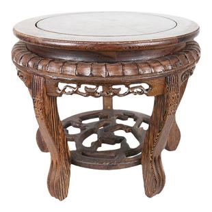 鸡翅木底座圆形工艺品石头佛像实木摆件底座鱼缸花盆花瓶加高木托