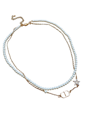 双层珍珠字母星星项链