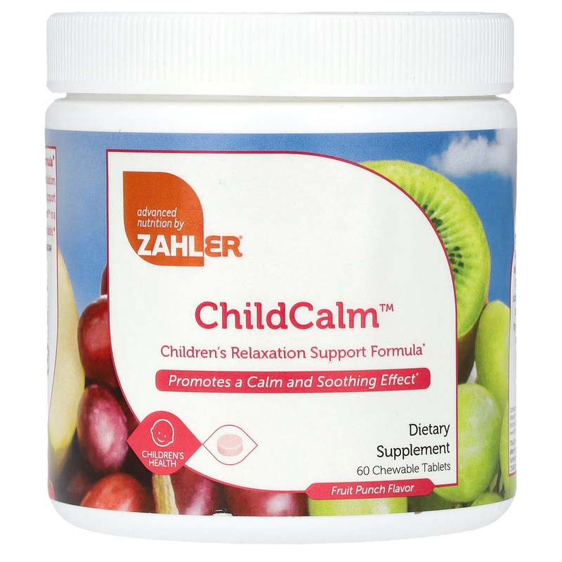 Zahler,ChildCalm,儿童放松帮助配方,果汁口味咀嚼片,60 片