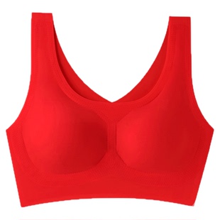 舒氧本命年内衣套装女小胸聚拢收副乳舒适美背运动背心式红色文胸