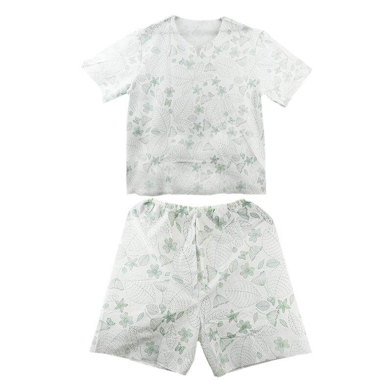 一次性浴服洗浴中心男女桑拿服加厚印花汗蒸美容院珍珠纹浴衣套装