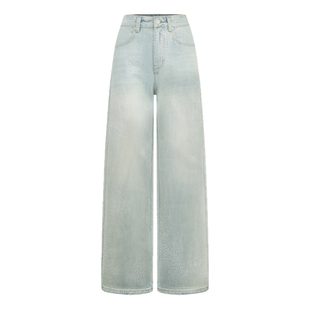 ANN ANDELMAN 2025春夏女士直筒长裤烫钻牛仔裤银泰百货 301286