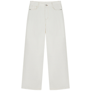 【T.W.R.C】TeenieWeenie小熊女装2025秋简约白色直筒牛仔裤twrc