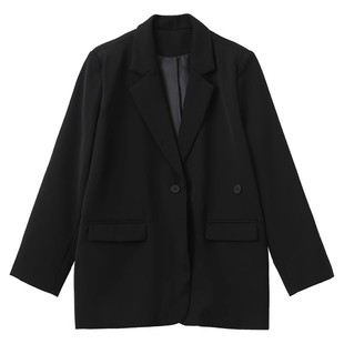 CV大码女装 韩版气质简约宽松纯色西装外套高级感西服女冬季胖MM