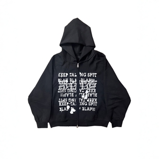 Rapeter同款脏话TalkShit印花复合解构帽衫外套500重磅太空棉boxy