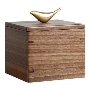 北美黑胡桃木实木收纳盒木质桌面带盖储物盒茶叶器具杂物首饰盒子