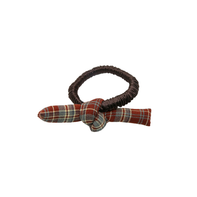 英伦风红色格纹蝴蝶结头绳