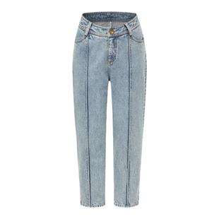 【deepmoss】女装时尚复古潮流休闲U形腰头牛仔裤长款铅笔裤