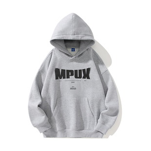 MPUX联名字母印花美式连帽卫衣男女同款秋季新款休闲套头宽松上衣