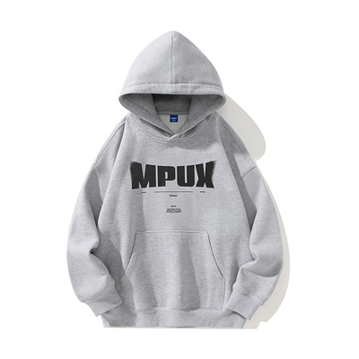 mpux联名字母撞口袋色连帽卫衣