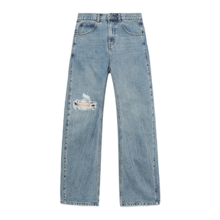 IT GROUNDZERO女装宽松直筒裤牛仔裤新款个性潮流水洗长裤MDJ9080