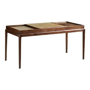 实木家用客厅阳台茶桌椅组合新中式2025新款高端乌金木黑胡桃木色