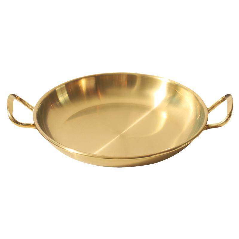 锅不锈钢圆形韩式金色小吃碟新品