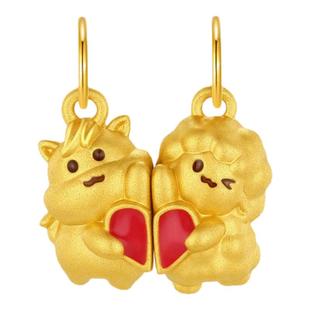 潮宏基好事发生六合生肖马羊磁吸足金吊坠黄金挂坠5D硬金温变鎏彩