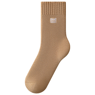 猫人羊毛袜子女秋冬中筒加绒加厚发热防寒毛圈保暖冬季高筒袜女士