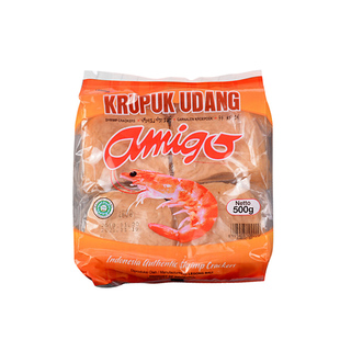 印尼进口亚米高大虾片500g需自己炸生虾片阿米戈虾味木薯片特产