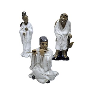 中国风神话八仙过海张果老何仙姑单人陶瓷假山盆景手工摆件单件