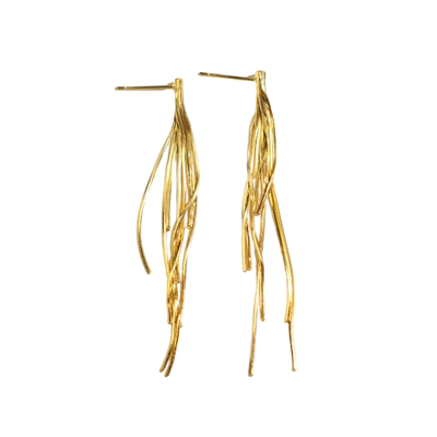 《金丝万缕》复古精致优雅金色长款链条流苏耳环耳钉耳夹2025新款