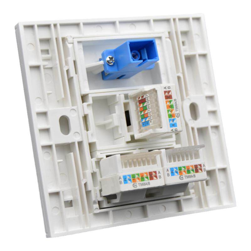 86型网络光纤插座 3个免打电脑网口网线+SC单口光纤墙壁插座面板