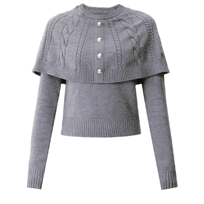 【现货】易碎商店·柏林街道 韩系千金斗篷披肩上衣麻花针织毛衣