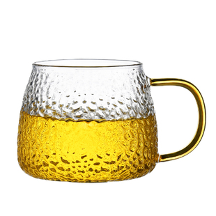 锤纹玻璃杯耐高温茶杯喝水杯子待客专人专用轻奢水杯家用套装新款