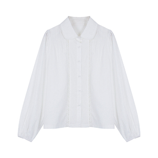 法式复古蕾丝边娃娃领衬衫女2026年春装流行韩系洋气气质长袖衬衣