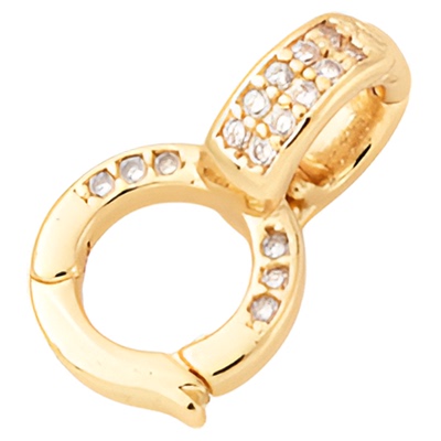 铜镀18K金镶锆石双环万能连接扣