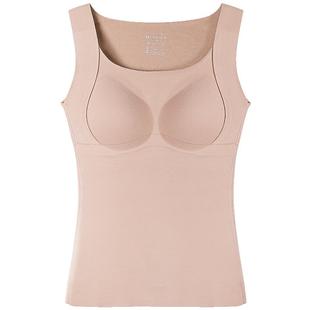 好波绵羊毛蚕丝保暖背心女时尚内搭免穿文胸带罩杯内衣打底背心