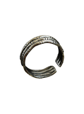 古着vintage竹节开口戒指可调