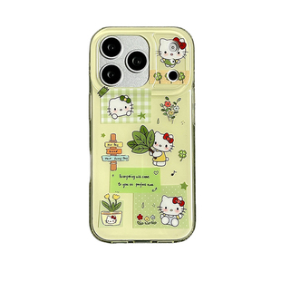 小众趣味卡通柚子叶KT猫适用苹果17promax手机壳iphone16pro新款15小众14双层13女17全包防摔保护套17pm创意