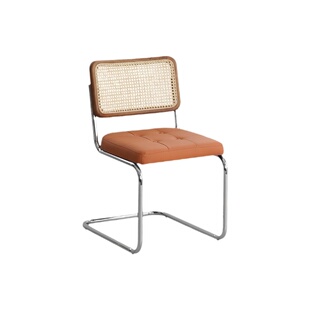 北欧藤编椅子中古椅实木凳子家用靠背椅ins风网红咖啡厅复古餐椅