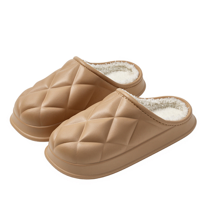 情侣防水鞋面加绒保暖棉拖鞋女