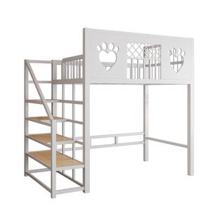 简约现代铁艺床上床下桌省空间儿童阁楼高架床公寓床1.5米定制