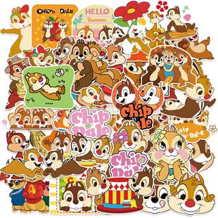 50张迪士尼奇奇蒂蒂学生奖励贴画DSN花栗鼠公仔行李箱礼盒防水涂鸦汽车机车手机壳笔记本电脑DIY防水卡通贴纸