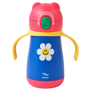 wigglewiggle&Glasslock儿童保温杯幼儿园学饮杯不锈钢吸管水杯