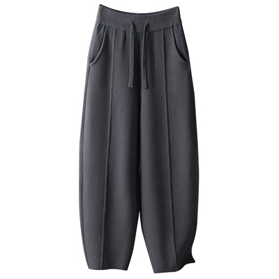 重磅双面绒香蕉裤女秋冬加厚宽松镰刀阔腿裤高腰哈伦休闲弯刀裤潮