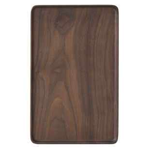 雨木/日式 整木实木茶盘黑胡桃樱桃木圆边托盘 长方形餐盘点心盘