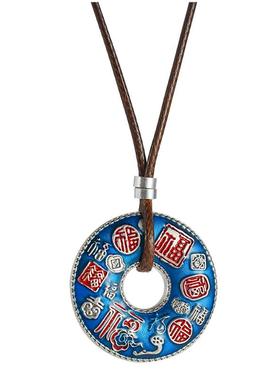 足银999吉祥百福平安扣绳链