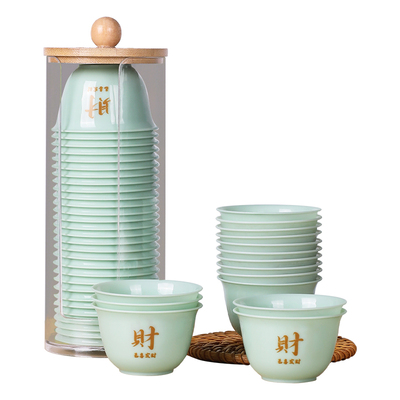一次性高档翡翠绿茶杯仿玉食品级喝茶迷你小杯子待客专用功夫茶