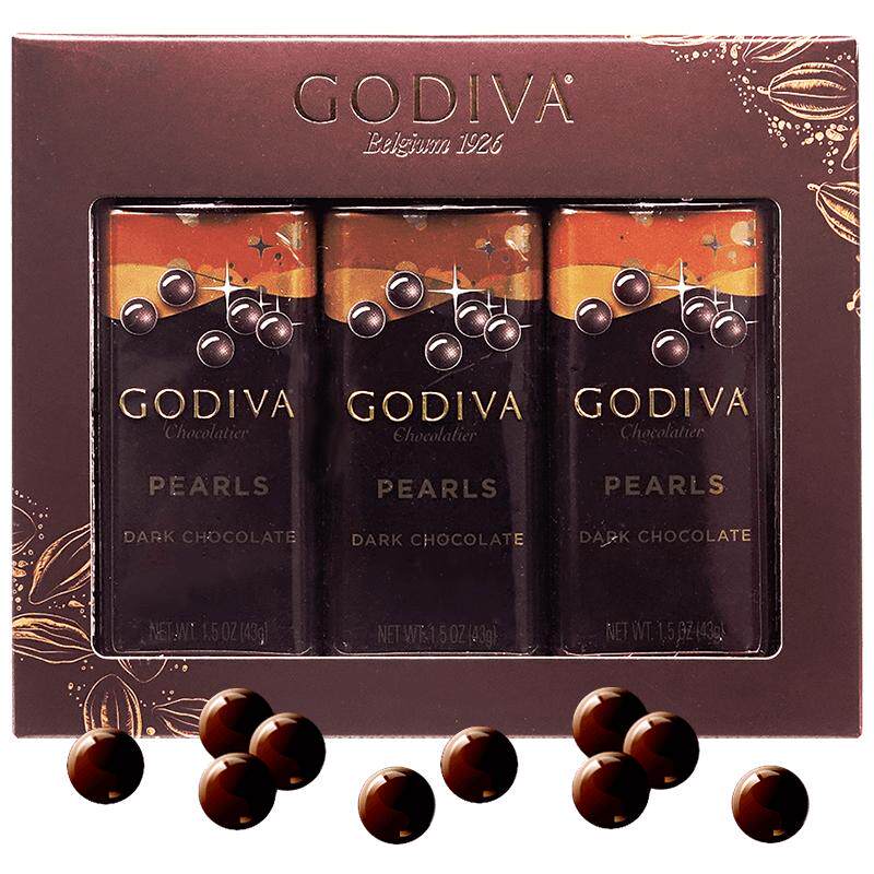 【进口】GODIVA/歌帝梵黑巧克力豆零食43g*3罐零食礼物下午茶