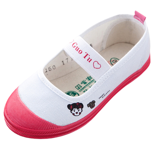 幼儿园体操鞋室内布鞋女童舞蹈鞋小童白帆布护士鞋学生表演网球鞋